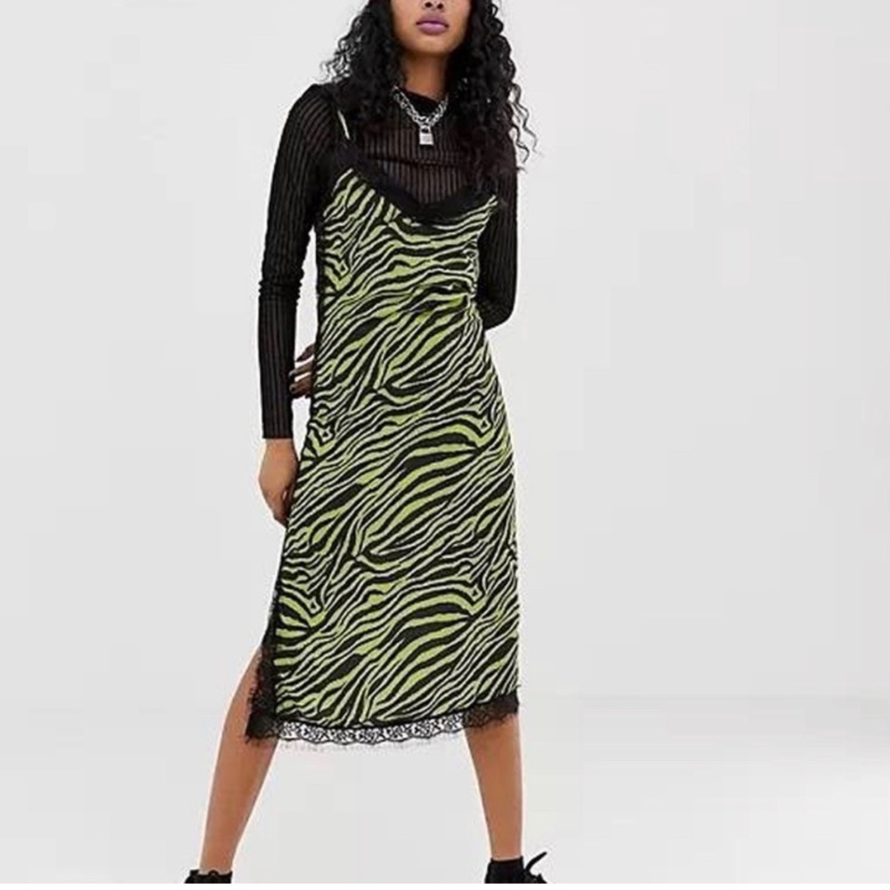 ZEBRA PRINT LACE SLIP DRESS - Picture 3 of 8